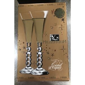 NIB "2000" CRISTAL D'ARQUES MILLENNIUM CRYSTAL FLUTE CHAMPAGNE WINE GLASSES